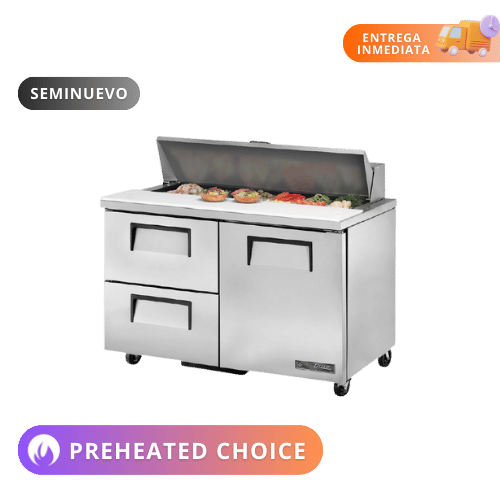 True Mesa de Preparación Refrigerada con 1 Puerta y 2 Cajones acero