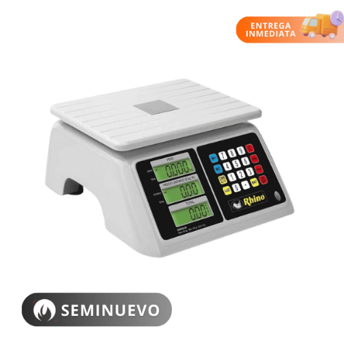 Rhino Báscula Mostrador Recargable Prueba Agua Backlight 40 kg BARAG-40