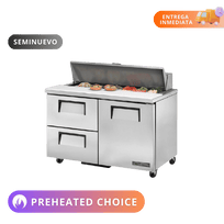 True Mesa de Preparación Refrigerada con 1 Puerta y 2 Cajones acero