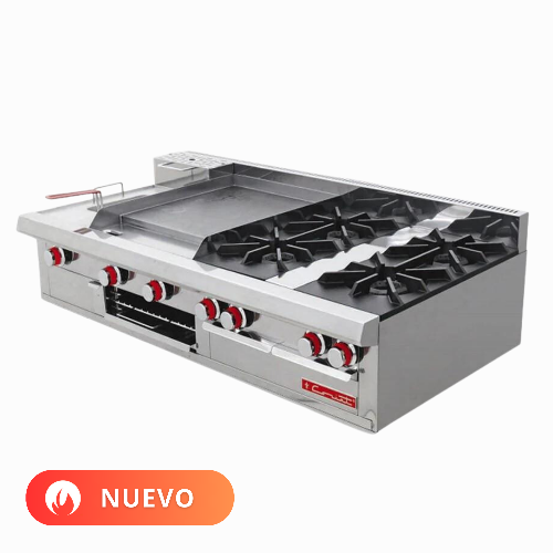 Coriat Estufa 4 Quemadores Plancha Gratinador y Freidora MINICHEF DE MESA MASTER