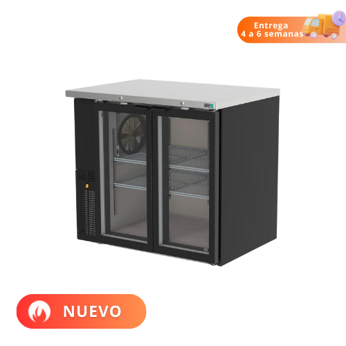 Asber Refrigerador Contrabarra Vinil Negro 2 Puerta de Cristal ABBC-24-48-G HC Nuevo