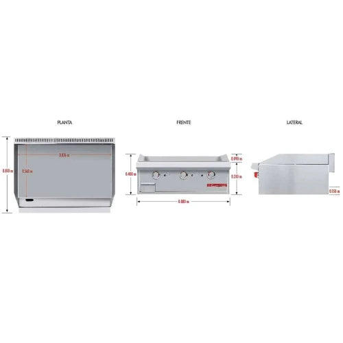 Coriat Plancha a Gas con 3 Quemadores CV-3 MASTER Nuevo