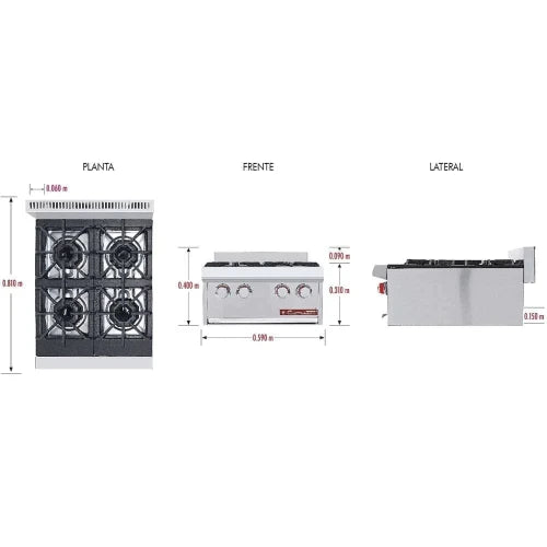 Coriat Parrilla de 4 Quemadores a Gas PCV-4 DE MESA MASTER Nuevo