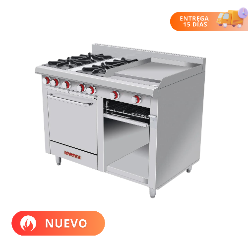 Coriat Estufa con 4 Quemadores Plancha Gratinador y Horno MINICHEF DE PISO MASTER