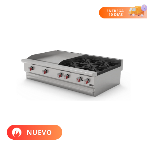 Drago Combinado Parrilla 4 quemadores y Plancha 2 Quemadores CG-40PD 