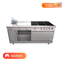Drago Estufa con 4 Quemadores Asador Plancha Freidora y Gratinador UNIVERSAL PD 