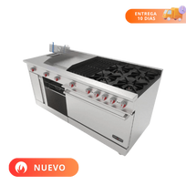 Drago Estufa con 4 Quemadores Horno Asador Plancha Freidor y Gratinador UNIVERSAL STD