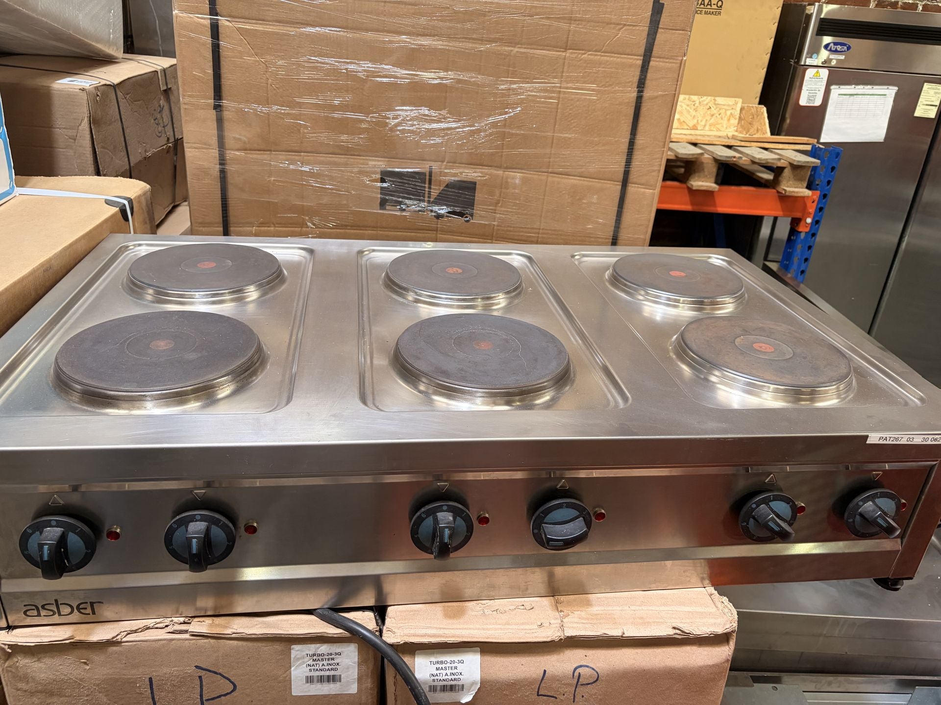 Asber Parrilla Eléctrica 6 Placas Redondas 230V ERE-1200T Seminuevo