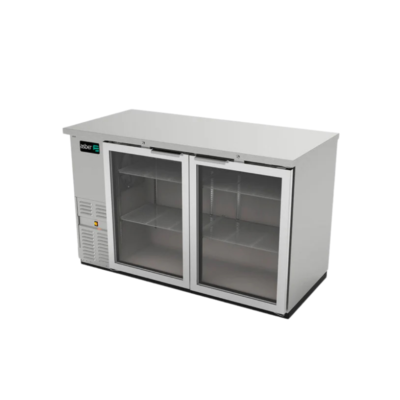 Asber Refrigerador Contrabarra Acero Inoxidable 2 Puertas Cristal 14.6 Pies3 ABBC-58-SG HC Nuevo