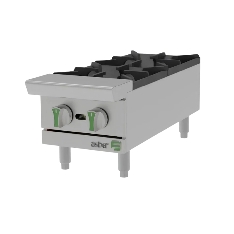 Asber Parrilla gas natural 2 quemadores acero inox AEHP-2-12-EM-NG Nuevo