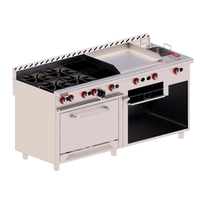 Delta Estufa a gas 4 quemadores, asador, plancha, freidora, gratinador, horno mixto EM-H-MIX Nuevo
