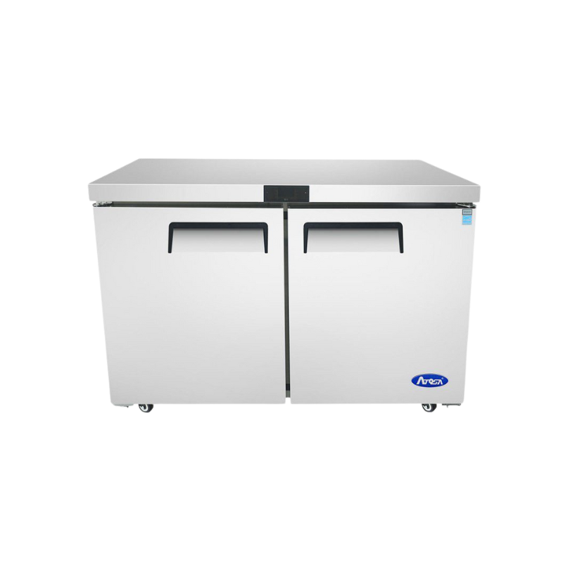 Atosa Mesa Refrigerada 2 Puertas Solidas 13.3 Pies Cúbicos MGF8402GR Seminuevo