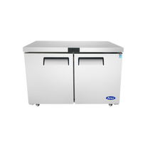 Atosa Mesa Refrigerada 2 Puertas Solidas 13.3 Pies Cúbicos MGF8402GR Seminuevo