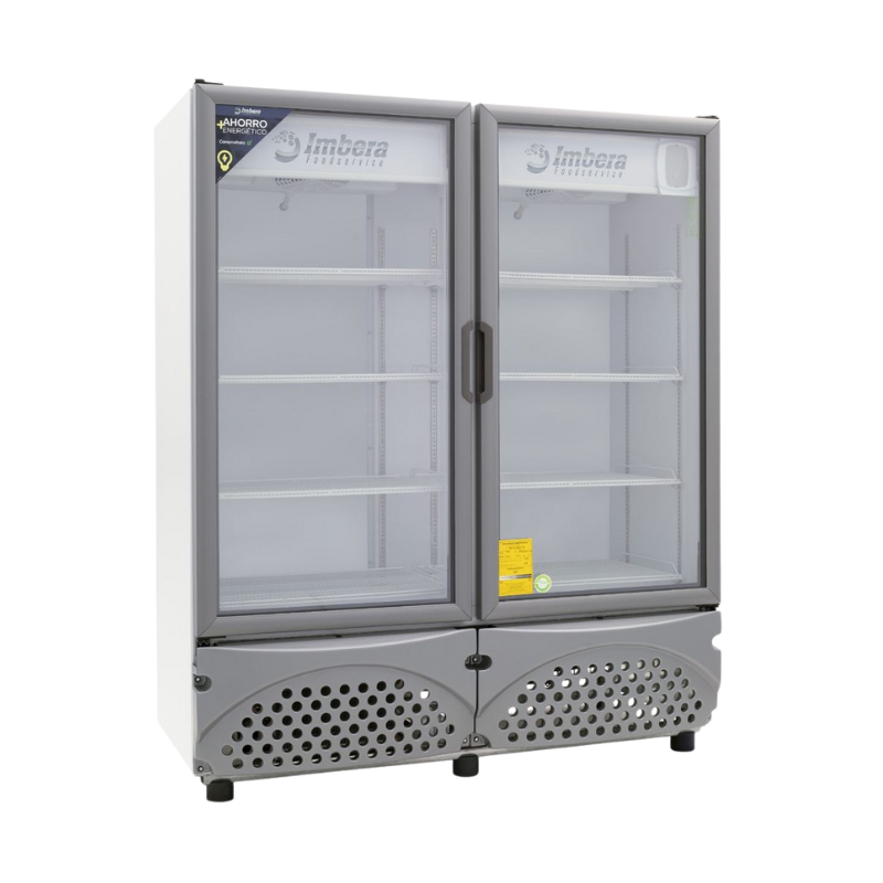 Imbera Refrigerador Vertical 2 Puertas Cristal Luz Led 115V VRD35 Seminuevo