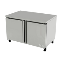 Asber Mesa Refrigerada Bajo Mostrador 2 Puertas Solidas 11.8 Pies Acero AUTR-48 HC Nuevo