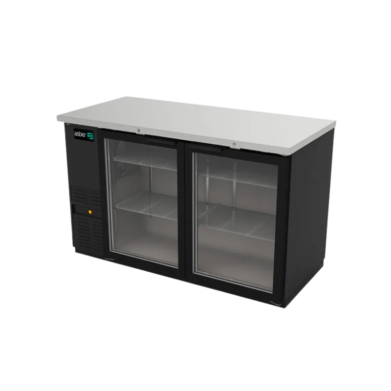 Asber Refrigerador Contrabarra Vinil Negro 2 Puertas Cristal 19 Pies ABBC-58G HC 115V Seminuevo