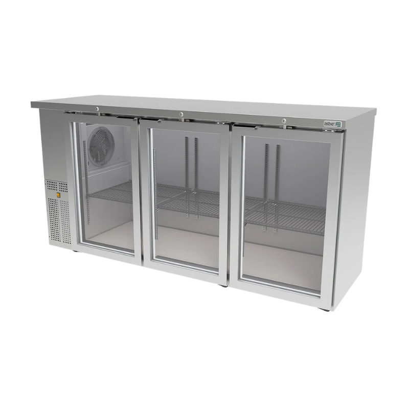 Asber Refrigerador Contrabarra Slim 3 Puertas de Cristal 540 Latas ABBC-24-72-SG HC Nuevo