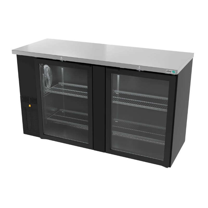 Asber Refrigerador Contra Barra Vinil Negro 2 Puerta de Cristal ABBC-24-60-G HC Nuevo