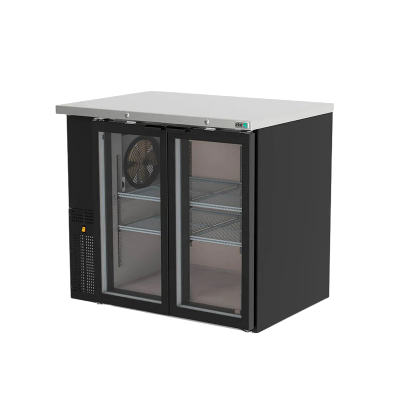 Asber Refrigerador Contrabarra Vinil Negro 2 Puerta de Cristal ABBC-24-48-G HC Nuevo