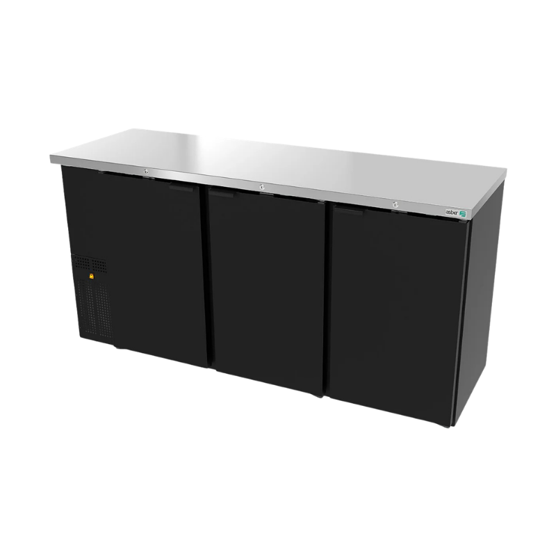 Asber Refrigerador de Contrabarra en Vinyl Negro 3 Puertas Solidas ABBC-24-72 HC Nuevo
