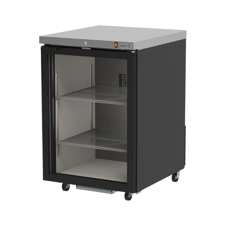 Asber Refrigerador Contrabarra Vinil Negro 1 Puerta de Cristal 8.9 Pies3 ABBC-23G HC Nuevo