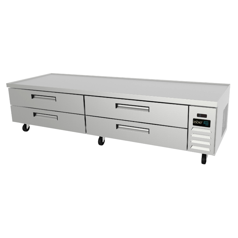 Asber Base de Chef Refrigerada con 4 Cajones (3 GN-1/1 C/UNO) - Cubierta con Borde Antiderrame ACBR-96 HC Nuevo