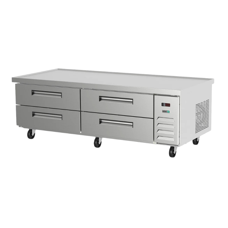 Asber Base de Chef Refrigerada con 4 Cajones (2 GN-1/1 cada uno) - Cubierta con Borde Antiderrame ACBR-72 HC Nuevo