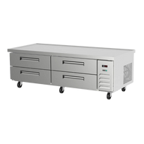 Asber Base de Chef Refrigerada con 4 Cajones (2 GN-1/1 cada uno) - Cubierta con Borde Antiderrame ACBR-72 HC Nuevo