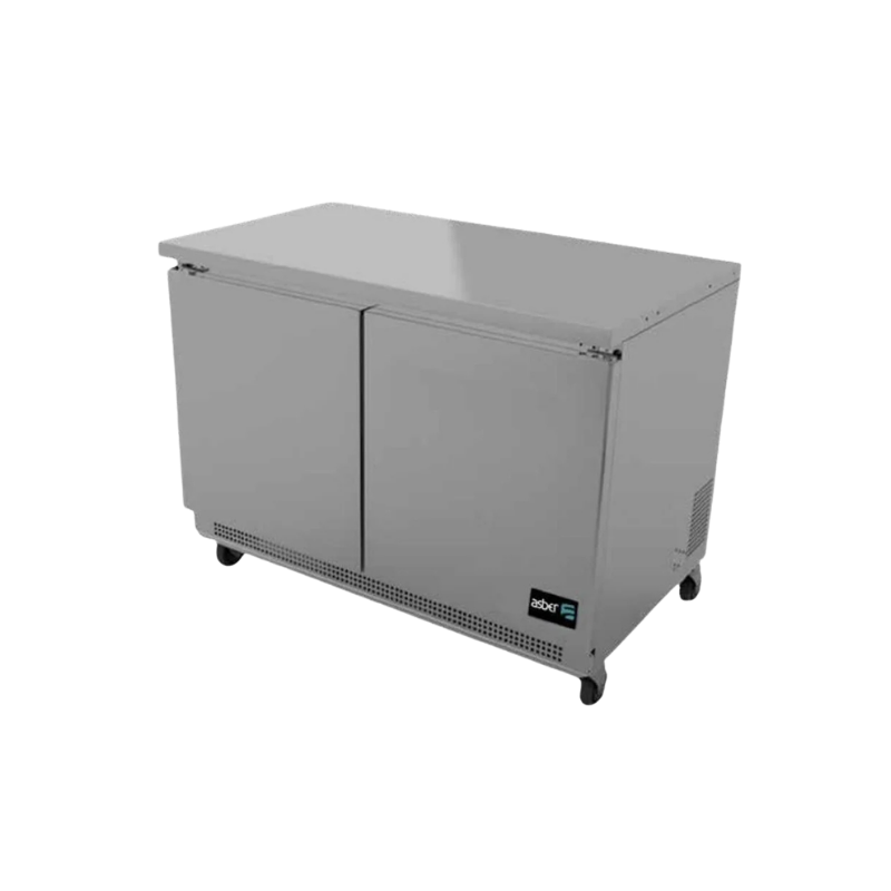 Asber Mesa Refrigerada congelador 2 Puertas Solidas 11.8 Pies3 Acero AUTF-48 HC Nuevo