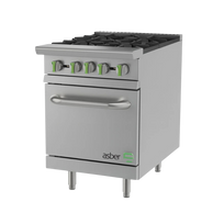 Asber Estufa gas Natural 4 quemadores horno estatico acero inox. AER-4-24-EM-NG Nuevo