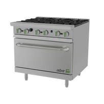 Asber Estufa gas natural 6 quemadores horno de convección acero inox. AER-6-36-C-EM-NG Nuevo