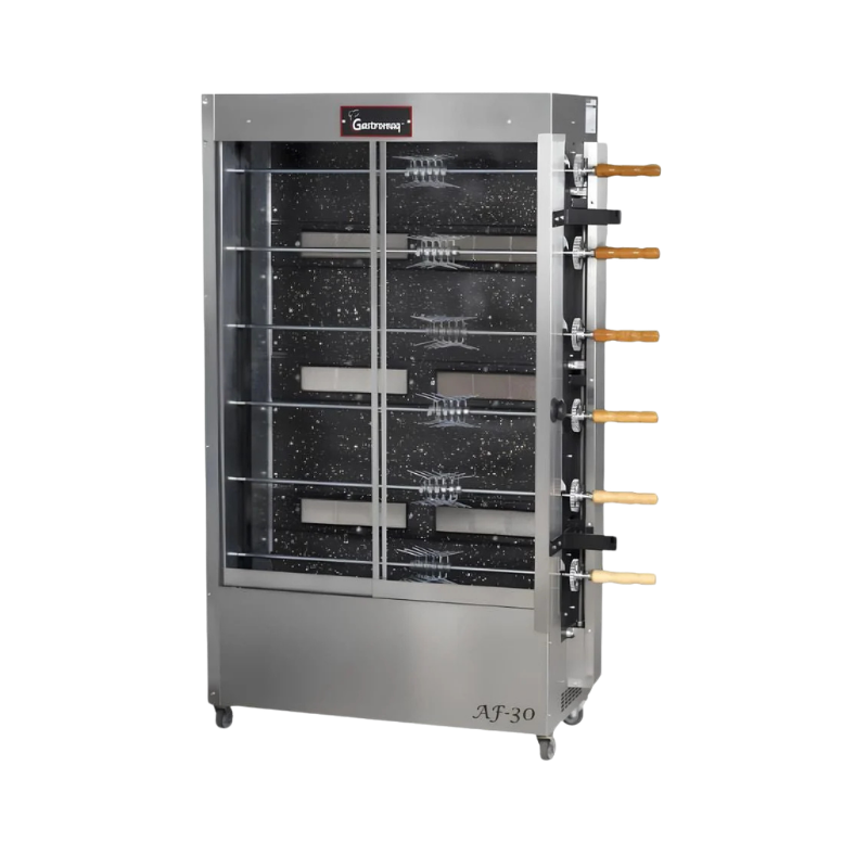 Gastromaq Rosticero/Asador 30 Pollos a Gas Acero Inoxidable AF30G2 127V Seminuevo