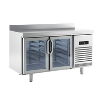 Infrico Mesa refrigerada Series GN1/1 700 de 1470mm altura 850 dos puertas de cristal BMGN1470CR Nuevo