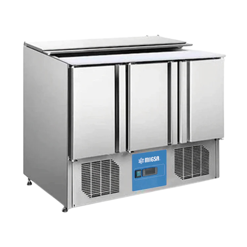 Migsa Barra Fría Para Ensaladas 3 Puertas 420 Litros Tipo Europeo S903