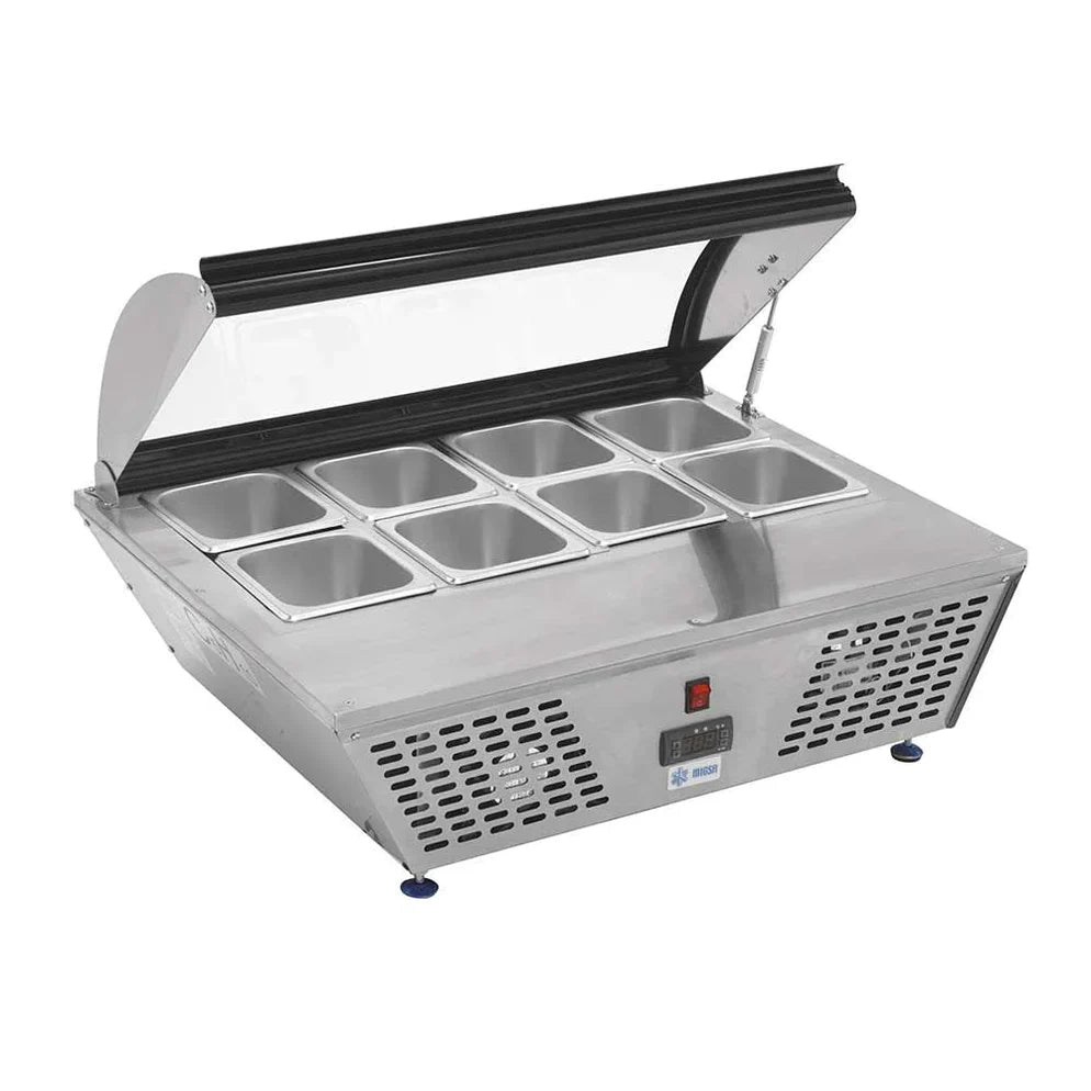 Migsa Base Refrigerada De 8 Insertos De Sobre Mesa Con Tapa RTW-67L Nuevo