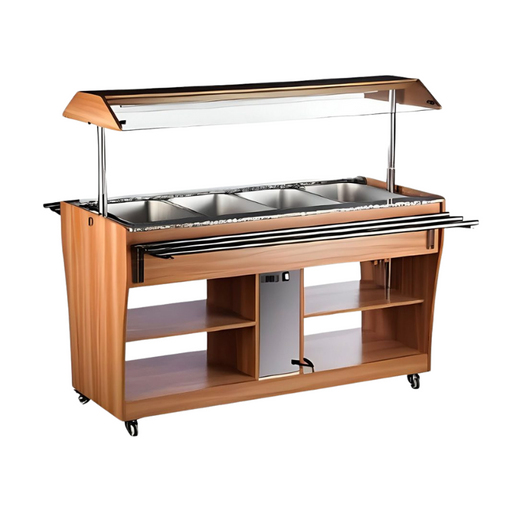 Migsa Mesa Buffetera Caliente Móvil 4 Insertos Enteros RTR-1490L Nuevo