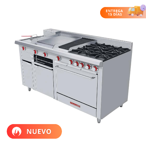 Coriat Estufa 4 Quemadores Asador Plancha Gratinador Freidora y 1 Horno MULTIPLE DE PISO MASTER