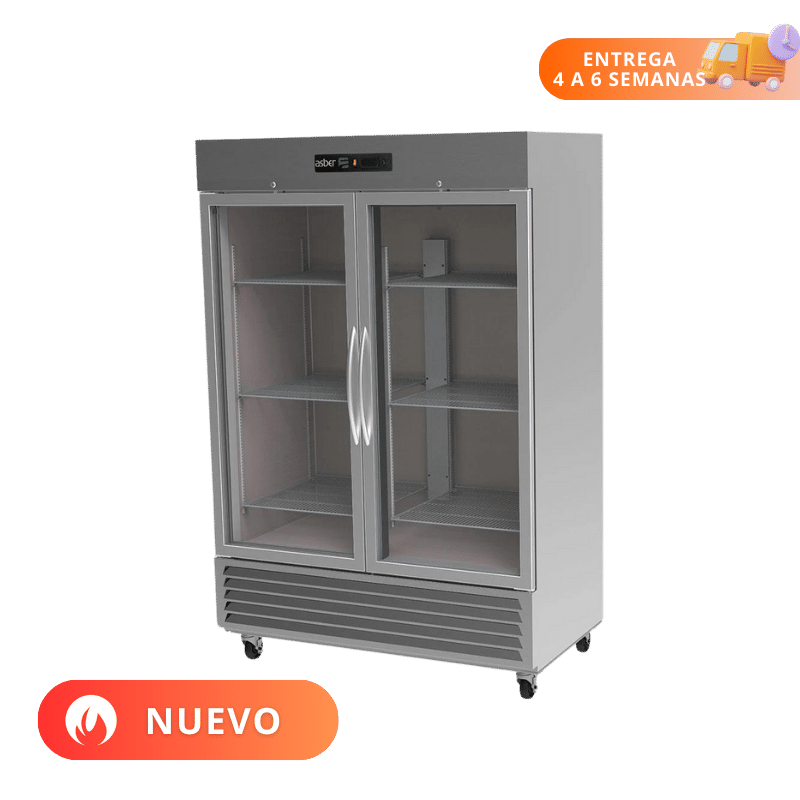 Asber | Refrigerador 2 puertas cristal | ARR-49-G-H HC | Neuevo