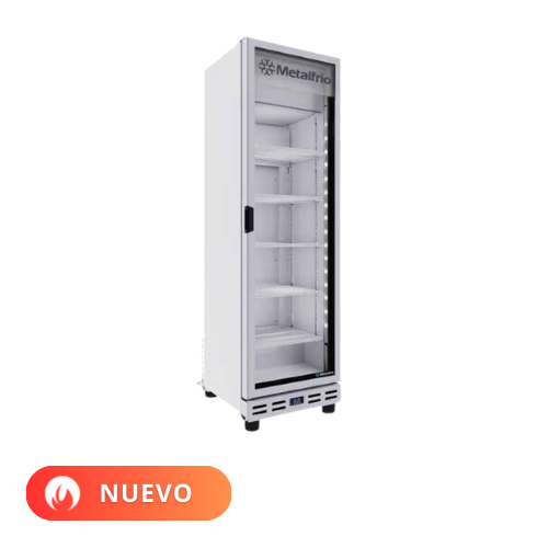 Metalfrío Refrigerador vertical 1 puerta cristal 10,4 pies VN25 Nuevo