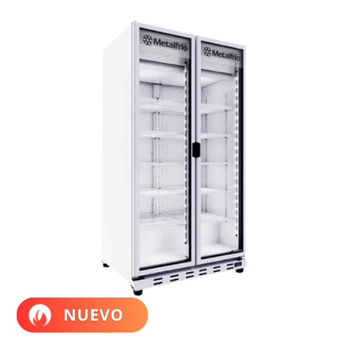 Metalfrío Refrigerador vertical 2 puertas cristal 38,5 pies VN100 Nuevo