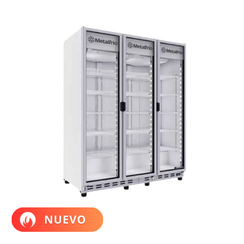 Metalfrío Refrigerador vertical 3 puertas cristal 66,4 pies VN135 Nuevo