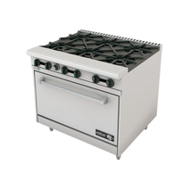 Asber Estufa a gas de 6 fuegos abiertos + Horno 36