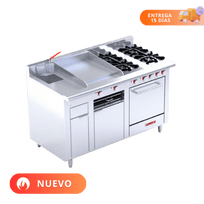 Coriat Estufa Múltiple con Parrilla de 4 Quemadores Plancha 2 Quemadores Freidora Gratinador y Horno MULTICHEF DE PISO MASTER 