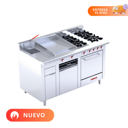 Coriat Estufa Múltiple con Parrilla 4 Quemadores Plancha 2 Quemadores Freidora Gratinado