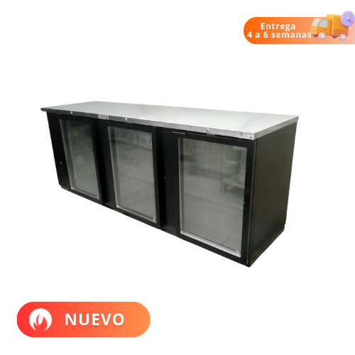 Asber Refrigerador Contrabarra Vinil Negro 3 Puertas de Cristal 26.4 Pies3 ABBC-94G HC Nuevo