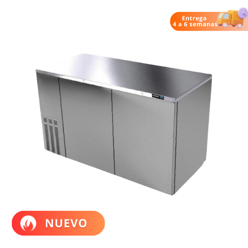 Asber Refrigerador Contrabarra Acero Inoxidable 2 puertas Solidas 26.3 Pies3 ABBC-68-S HC Nuevo