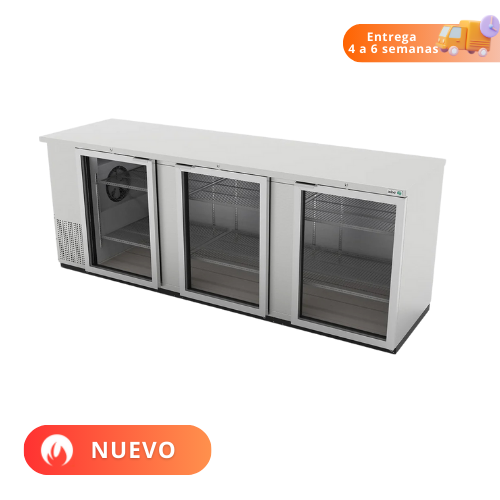 Asber Refrigerador Contrabarra Acero Inoxidable 3 puertas de Cristal 26.4 Pies3 ABBC-94-S HC Nuevo