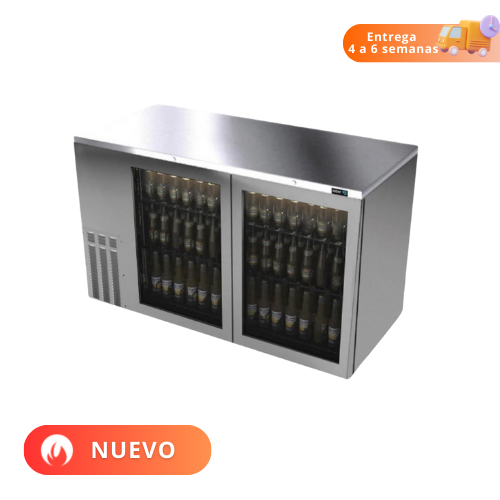 Asber Refrigerador Contrabarra Acero Inoxidable 2 Puertas Cristal 14.6 Pies3 ABBC-58-SG HC Nuevo