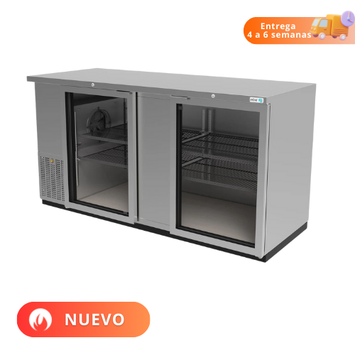 Asber Refrigerador Contrabarra Acero Inoxidable 2 Puertas Cristal 26.3 Pies3 ABBC-68-SG HC Nuevo