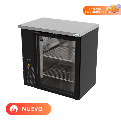 Asber Refrigerador Contrabarra Vinil Negro 1 Puerta de Cristal ABBC-24-36-G HC Nuevo